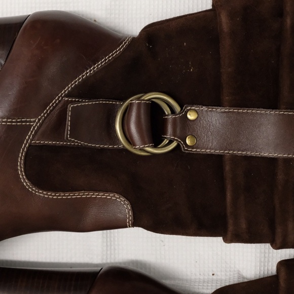 Vintage Nine West Suede Slouch Buckle Harness Boots - Picture 3 of 6